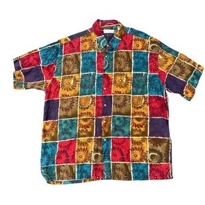 Londonderry New York London Men's XL Short Sleeve Button Down Shirt Floral vtg‎